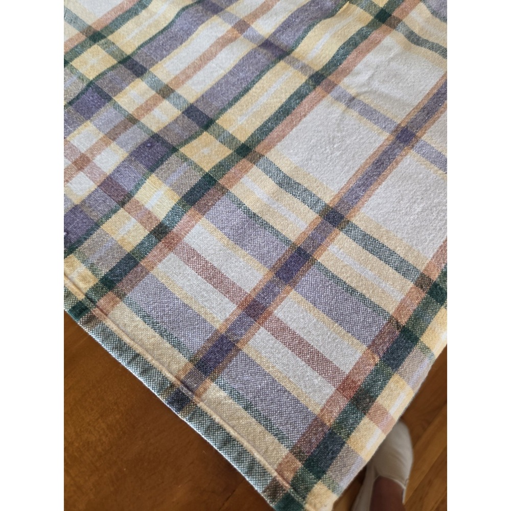 Yellow Checked Tablecloth 46x60 Fall Table Thick Cotton